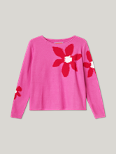Bild von Strickpullover mit Blumen-Motiv