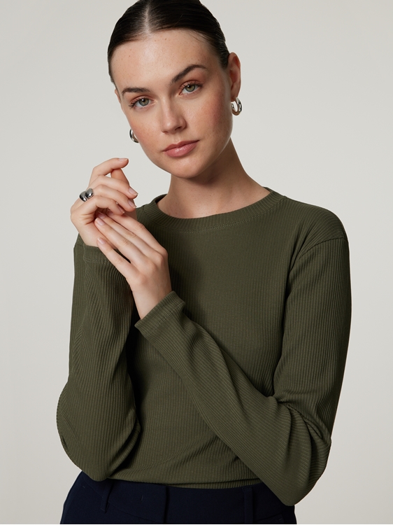 Image sur T-shirt à manches longues avec côtes