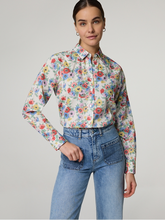 Bild von BLUSE KURZ DRUCK BLUME RED