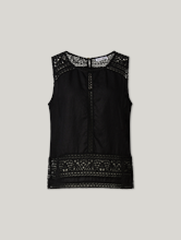 Image sur Top en lin avec broderies