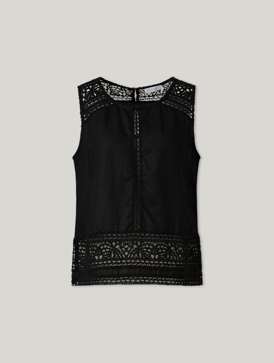 Image sur Top en lin avec broderies