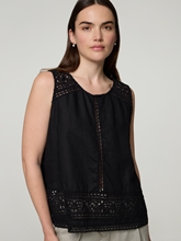 Image sur Top en lin avec broderies