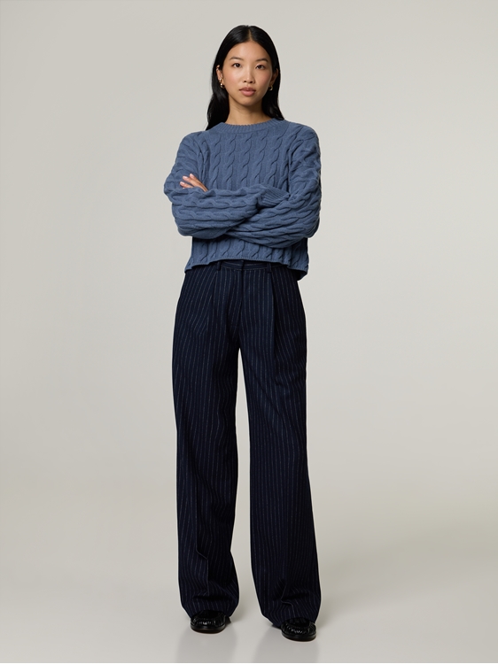 Bild von Bundfaltenhose mit Nadelstreifen