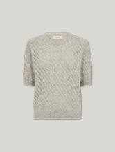Image sur T-shirt en tricot ajouré avec de la soie MMKARIN