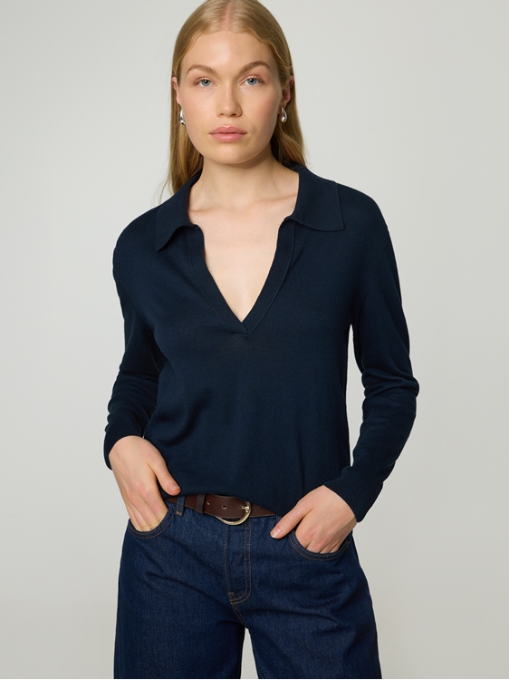 Bild von Strickpoloshirt mit Kaschmir