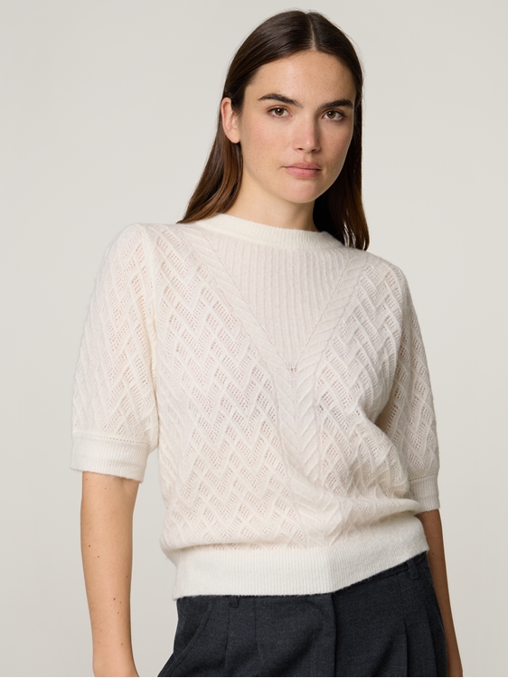 Image sur Pull tricoté avec broderie ajourée