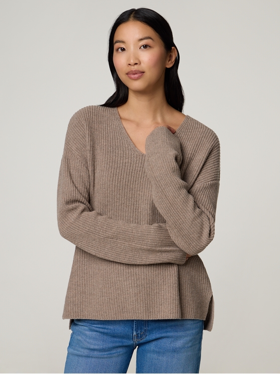 Bild von Rippenvneckpullover