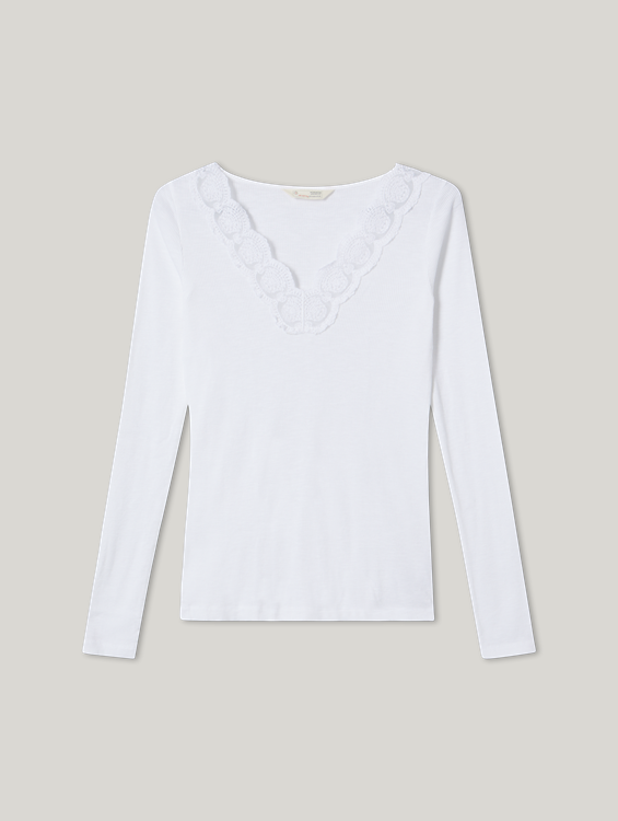 Image sur T-shirt à manches longues avec dentelle
