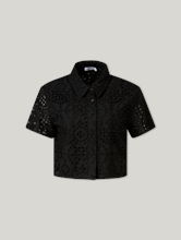 Image sur Blouse à manches courtes avec broderies ajourées