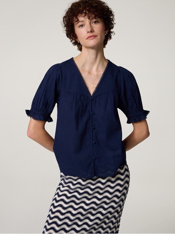 Image sur Blouse à manches courtes en coton bio