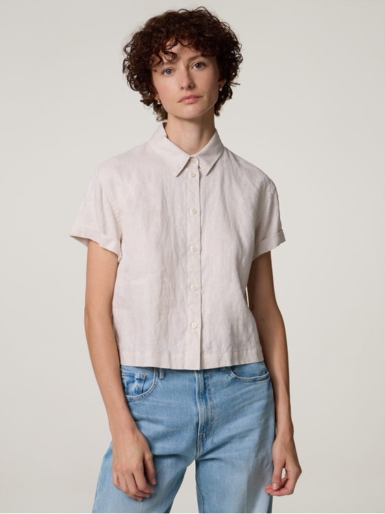 Image sur Blouse à manches courtes en lin