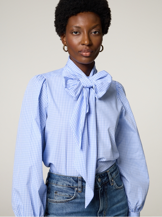 Image sur Chemisier à col lavallière en coton