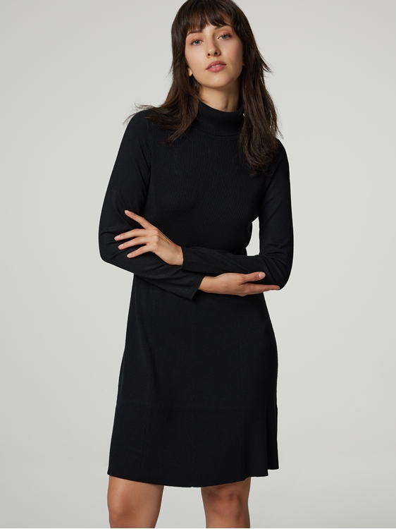 Image sur Robe en tricot côtelé avec col roulé