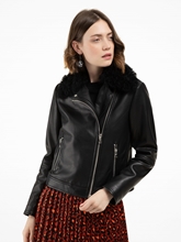 Bild von Lederjacke mit Lammfell