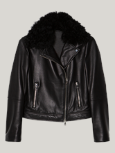 Bild von Lederjacke mit Lammfell
