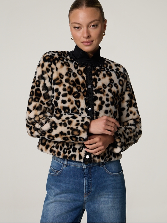 Bild von Jacke aus Fake-Fur mit Leo-Print