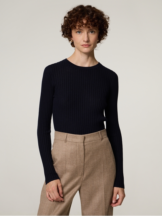 Image sur Stehkragen Rippen Pullover