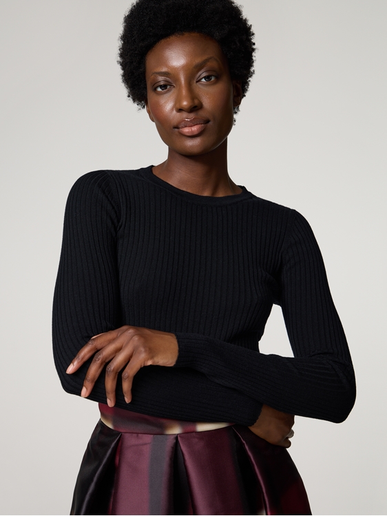 Image sur Stehkragen Rippen Pullover